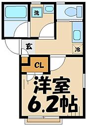 多摩都市モノレール 大塚・帝京大学駅 徒歩9分の賃貸アパート 1階1Kの間取り