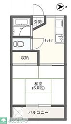 風鈴館 2階1Kの間取り