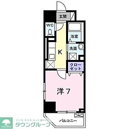 パークスクウェア八幡町 8階1Kの間取り