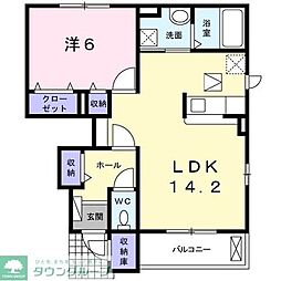 エスポワール 1階1LDKの間取り