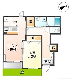 グレーシア 1階1LDKの間取り