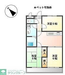 エクレール 2階2LDKの間取り