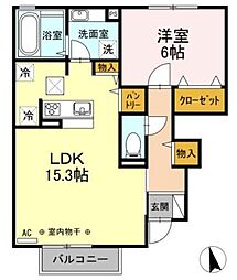 ダイヤモンドミスト 1LDKの間取図画像