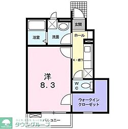 オルタンシア 1Kの間取図画像