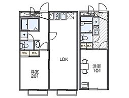レオパレス東豊田2 1Kの間取図画像