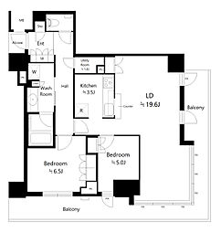 ザ・パークハウス神戸タワー 2SLDKの間取図画像