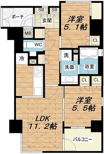 アデレイド新福島 ｜大阪府大阪市福島区福島4丁目(賃貸マンション2LDK・11階・51.70㎡)の写真 その2