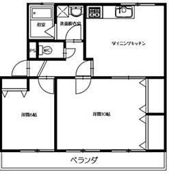 マルエーマンション 2DKの間取図画像