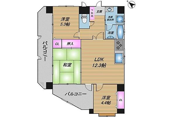 間取り ライオンズマンション伊祖第3 3階/-
