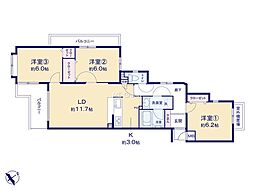 戸塚西パーク・ホームズ四番館 3LDKの間取図画像