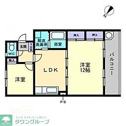 エメラルドマンション箱崎3 5階2LDKの間取り