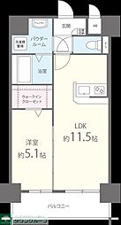 テイルガーデン博多 5階1LDKの間取り