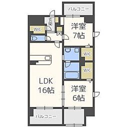 ラ・シルフィード博多駅南 2SLDKの間取図画像