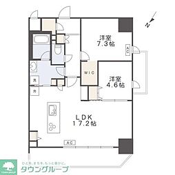インシグニア渡辺通 2LDKの間取図画像