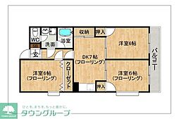 プロスパ77 3階3DKの間取り