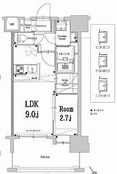 福岡市地下鉄空港線 東比恵駅 徒歩10分の賃貸マンション 12階1LDKの間取り