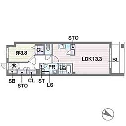 ディー・ウイングタワー 1LDKの間取図画像