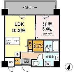 グランデール博多 1LDKの間取図画像