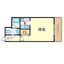 ピュアドーム博多ファインビュー 1Kの間取図画像