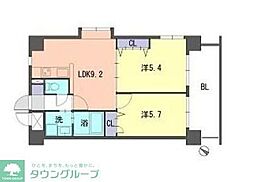 S-FORT福岡東 2LDKの間取図画像