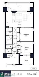 福岡市中央区今泉2丁目マンション 2LDKの間取図画像