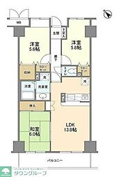 パロス美野島 3LDKの間取図画像