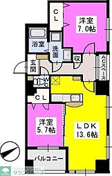 ベイシック薬院 2LDKの間取図画像
