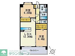 スカイシャトレ曰佐 2LDKの間取図画像