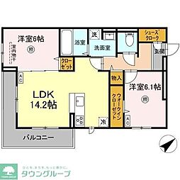 プラーナ 2LDKの間取図画像