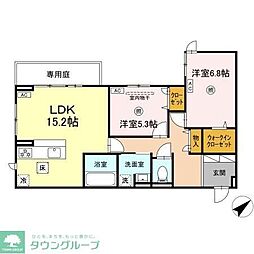 プラーナ 2LDKの間取図画像