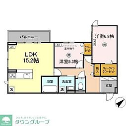 プラーナ 2LDKの間取図画像