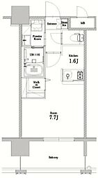 エンクレストベイ天神東2 1Kの間取図画像