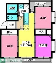 カームヒルズ板付 3LDKの間取図画像