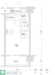 エンクレスト博多PARKSIDE ワンルームの間取図画像