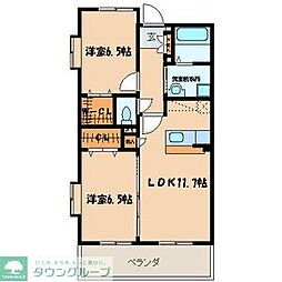フォレストヴィラ若宮 2LDKの間取図画像