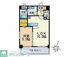 クレセント美野島 1LDKの間取図画像