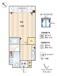 グランドシャルマン博多駅前 1Kの間取図画像