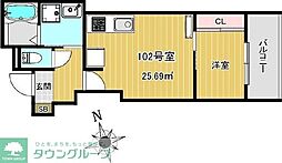 Charme Maison香椎 1DKの間取図画像