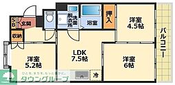 エメラルドマンションリバーサイド貝塚 3DKの間取図画像