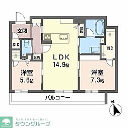 プレミアス赤坂けやき通り 2LDKの間取図画像
