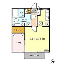 ロワ・ドミール2 1LDKの間取図画像