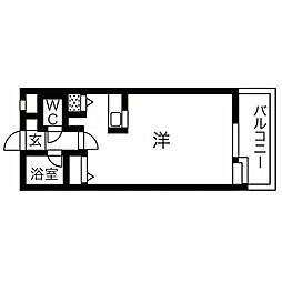 サンセーヌ大名 ワンルームの間取図画像