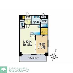 クレセント美野島 1LDKの間取図画像