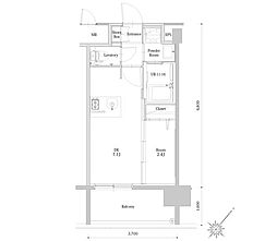 エンクレスト天神LINK 1DKの間取図画像