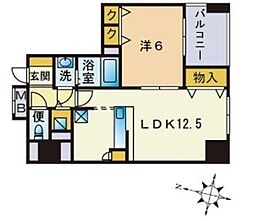 S-FORT警固タワー 1LDKの間取図画像