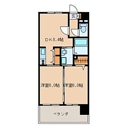 アジリア博多イースト 2LDKの間取図画像