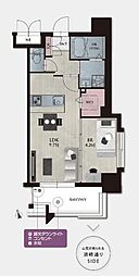 エスペランサ天神EAST 1LDKの間取図画像