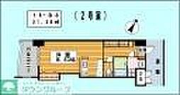 ロイヤルリバービュー 1Kの間取図画像