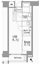 エンクレスト博多ハーモニー 1LDKの間取図画像