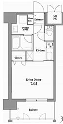 エンクレスト天神ステージ 1Kの間取図画像